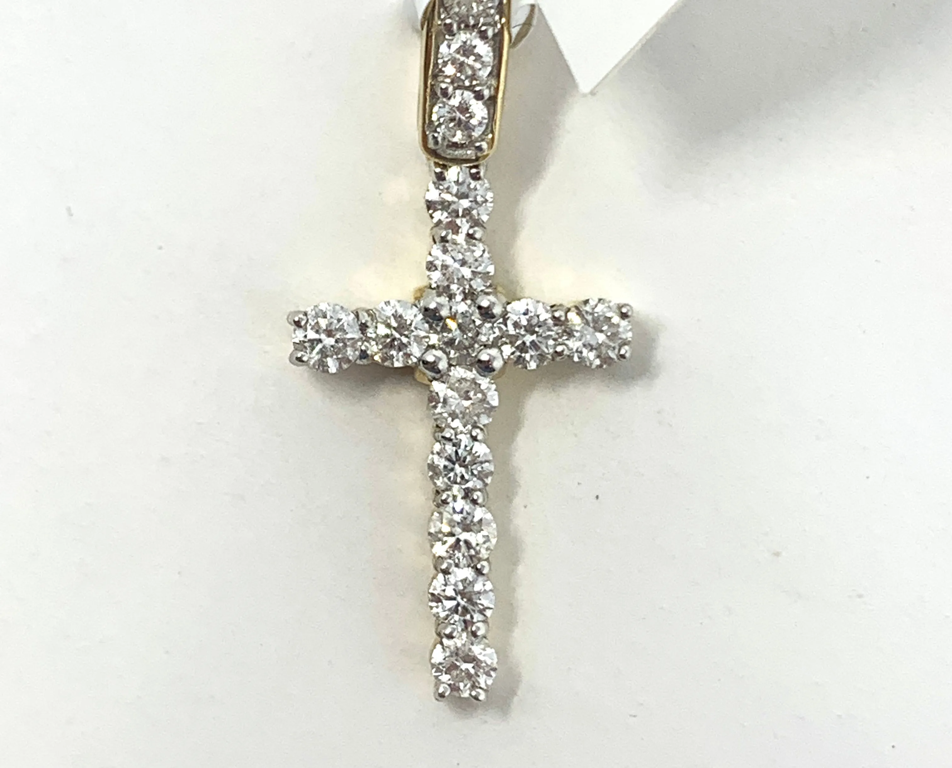 10K 0.75CT Yellow Gold Cross Pendant Charm