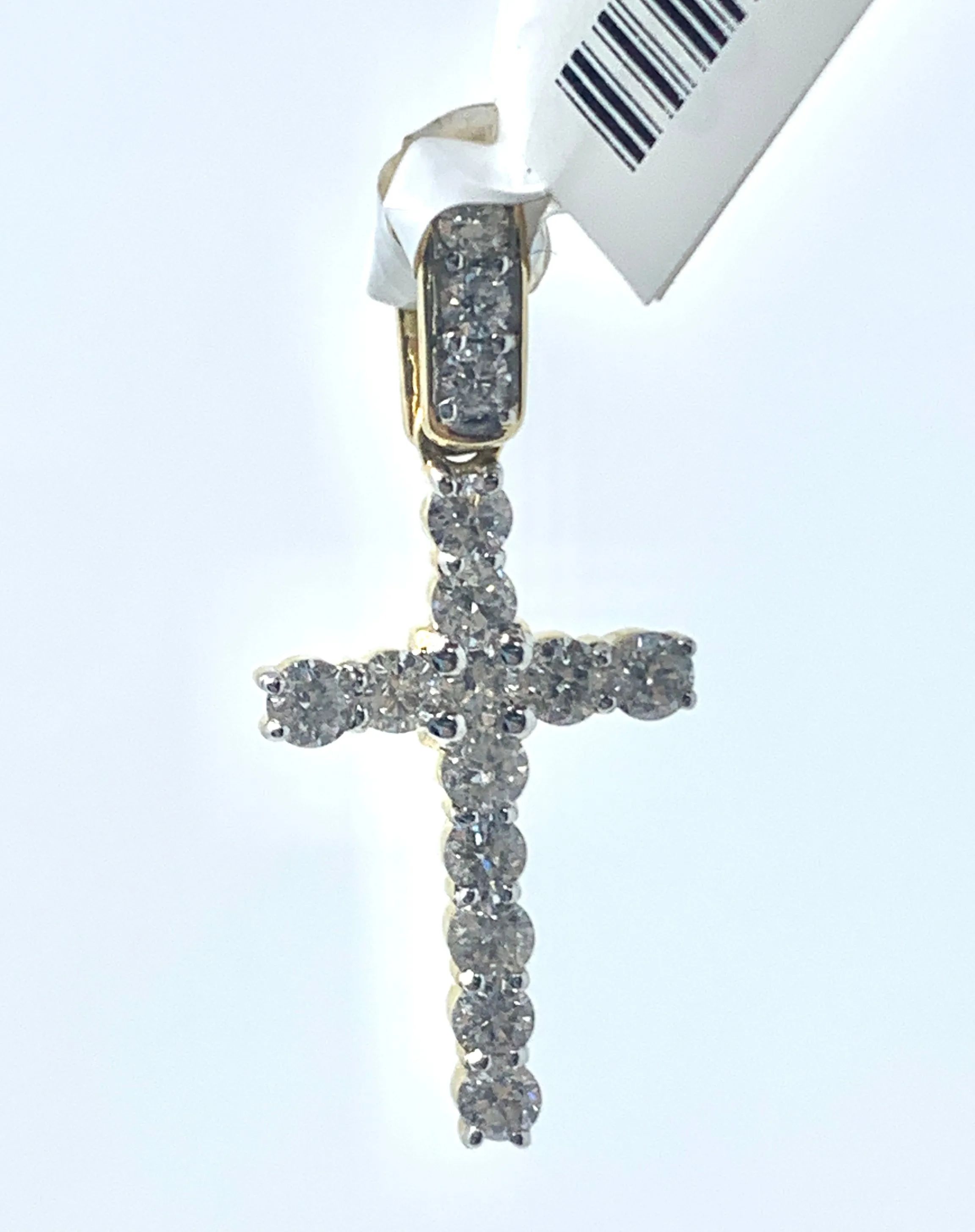 10K 0.75CT Yellow Gold Cross Pendant Charm