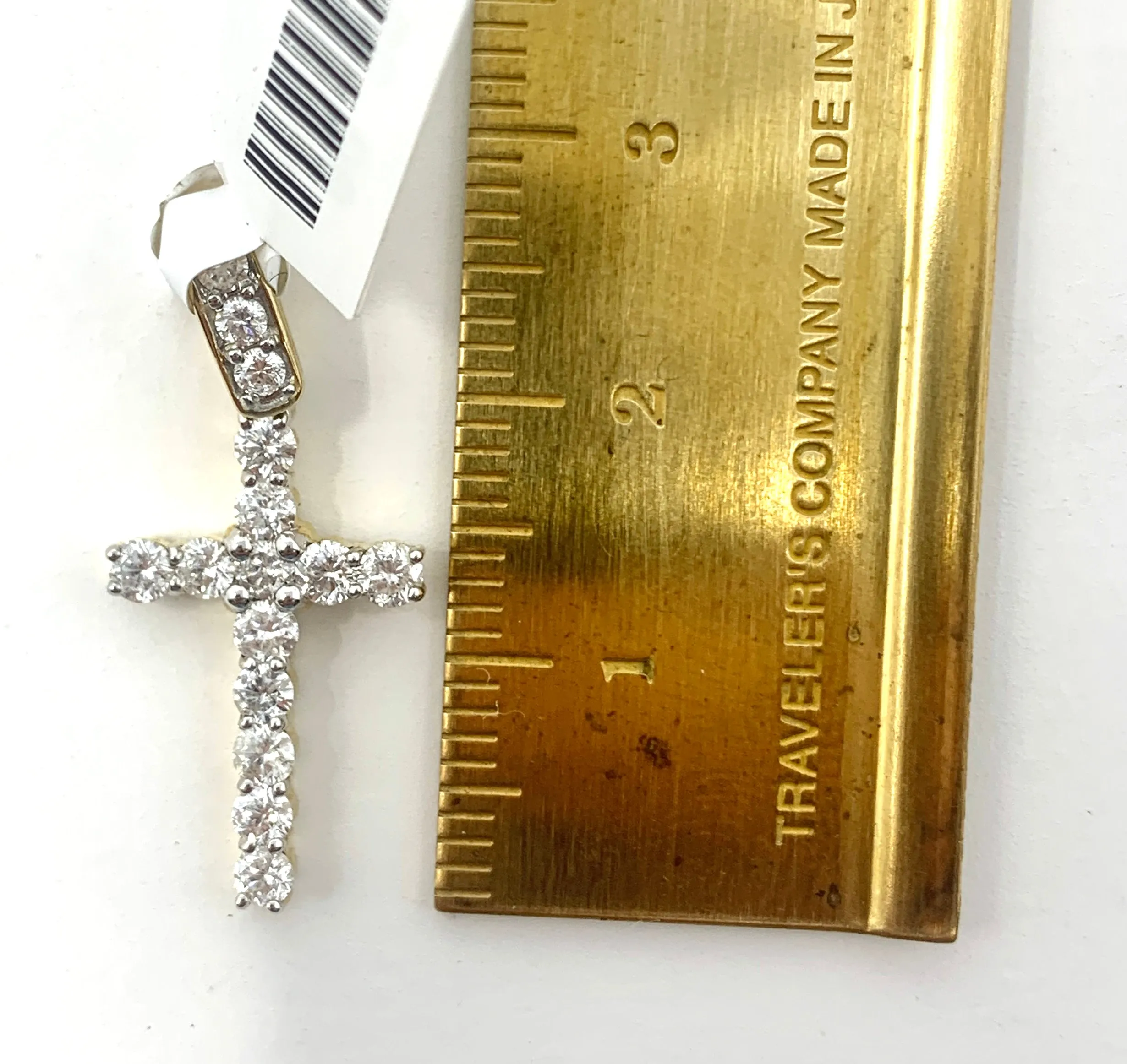10K 0.75CT Yellow Gold Cross Pendant Charm