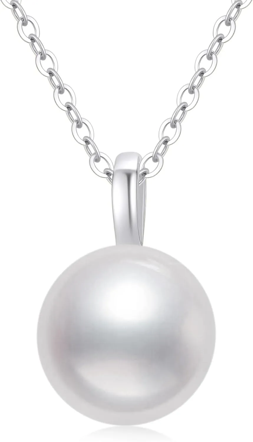 10K Gold Freshwater Culturend Pearl Pendant Necklaces for Women, Birthda Jewelry Gifts for Her, 16-18 Inch