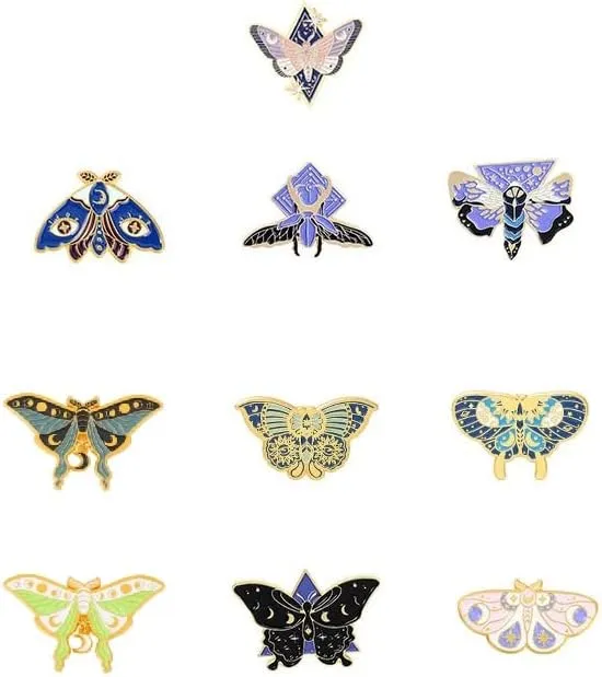 10pcs Enamel Pins Butterfly Brooches Lapel Badge Backpack Brooch Gift Xmas Jewelry For Women Girls Lapel Gifts