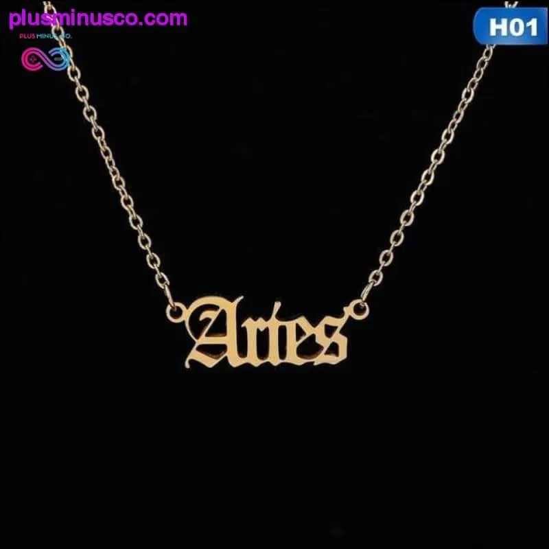 12 Zodiac Letter Constellations Pendants Necklace For Women