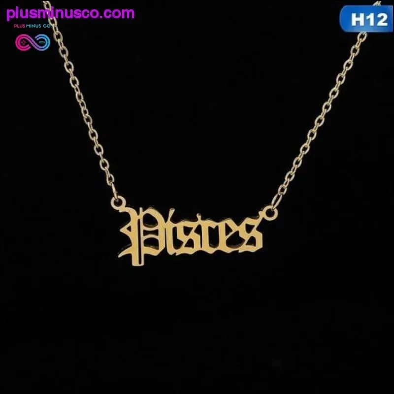 12 Zodiac Letter Constellations Pendants Necklace For Women