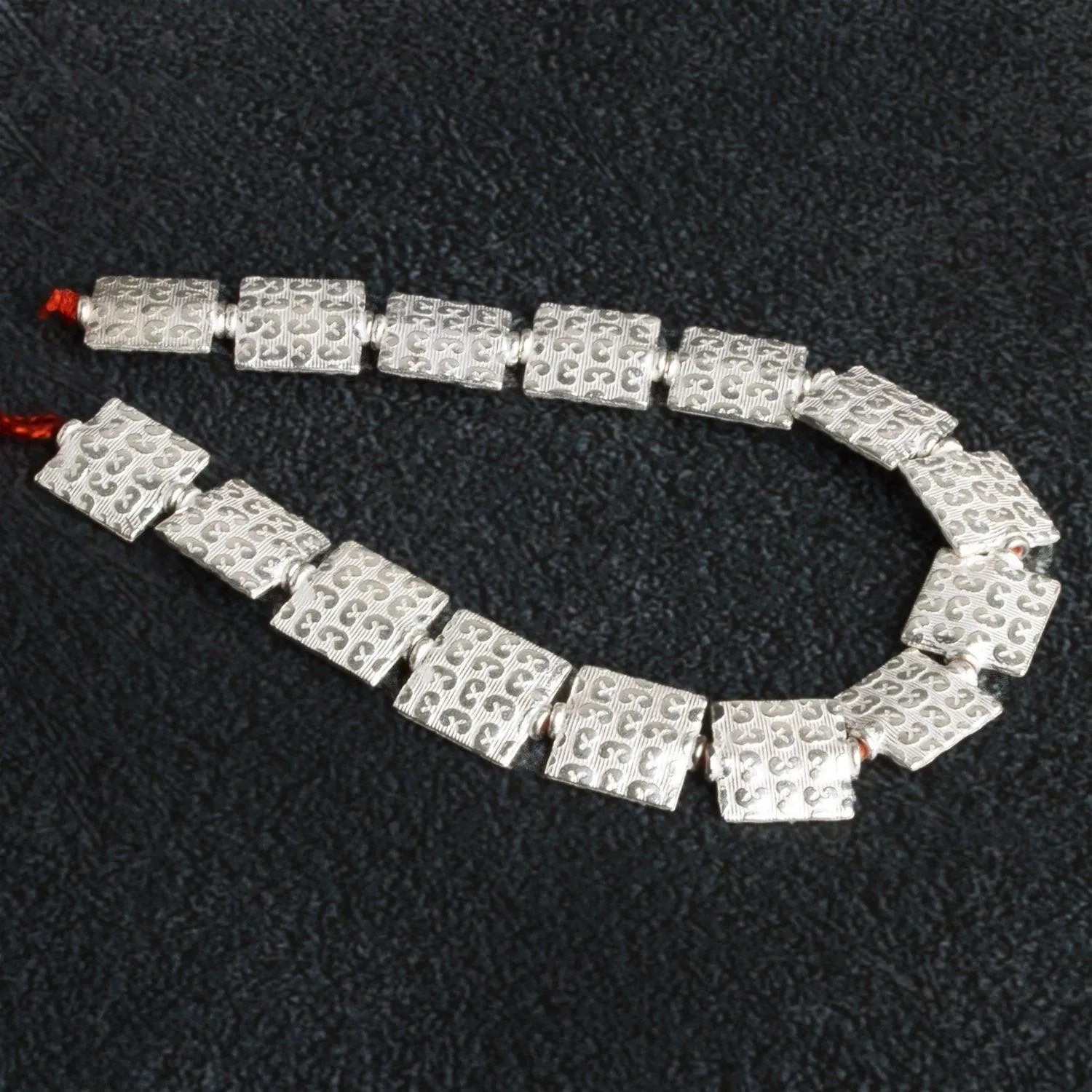 12mm Silver Plated Copper Abstract Embossed Squares