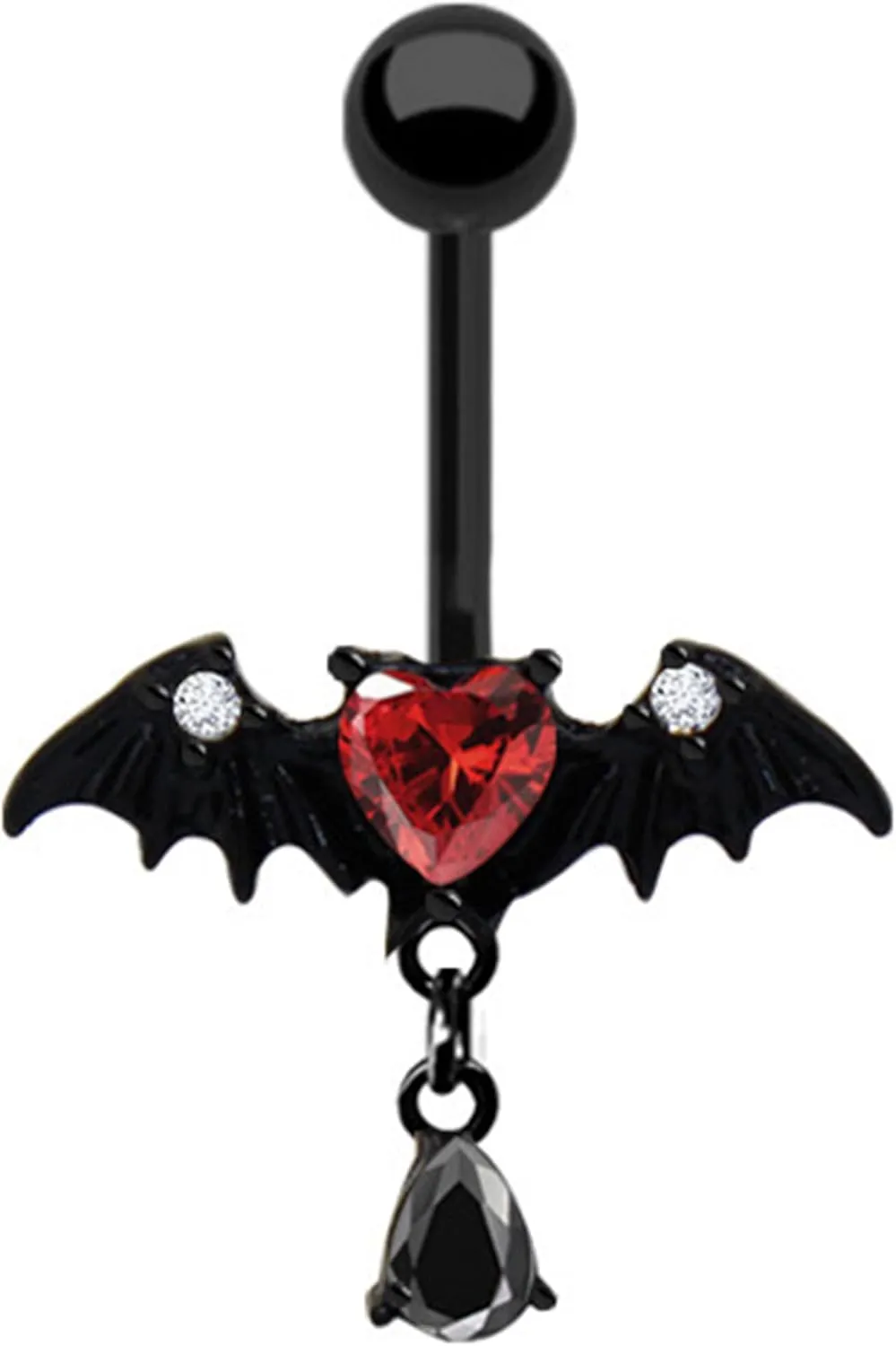 14G Dark Bat Belly Piercing Jewelry Dangle Teardrop Navel Rings Stainless Steel Belly Bars Belly Button Rings for Halloween