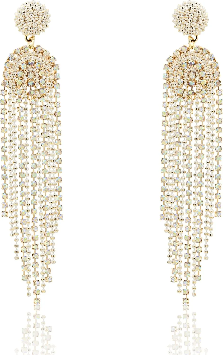 14K Gold Dangle Earrings - Elegant Long Drop Earrings for Women