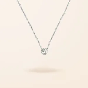 14K Gold Diamond Pave Circle Necklace