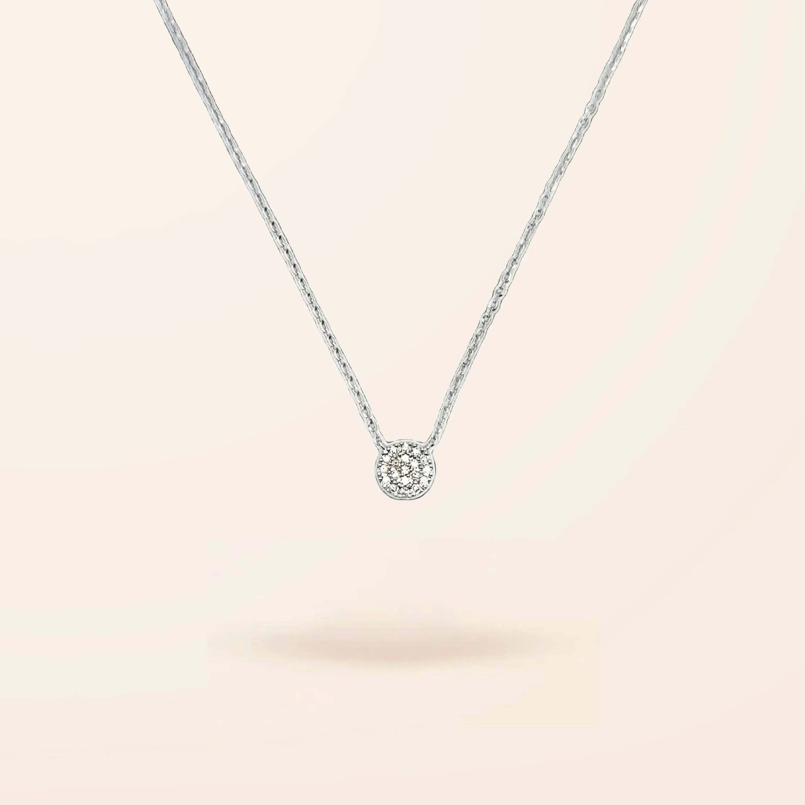 14K Gold Diamond Pave Circle Necklace