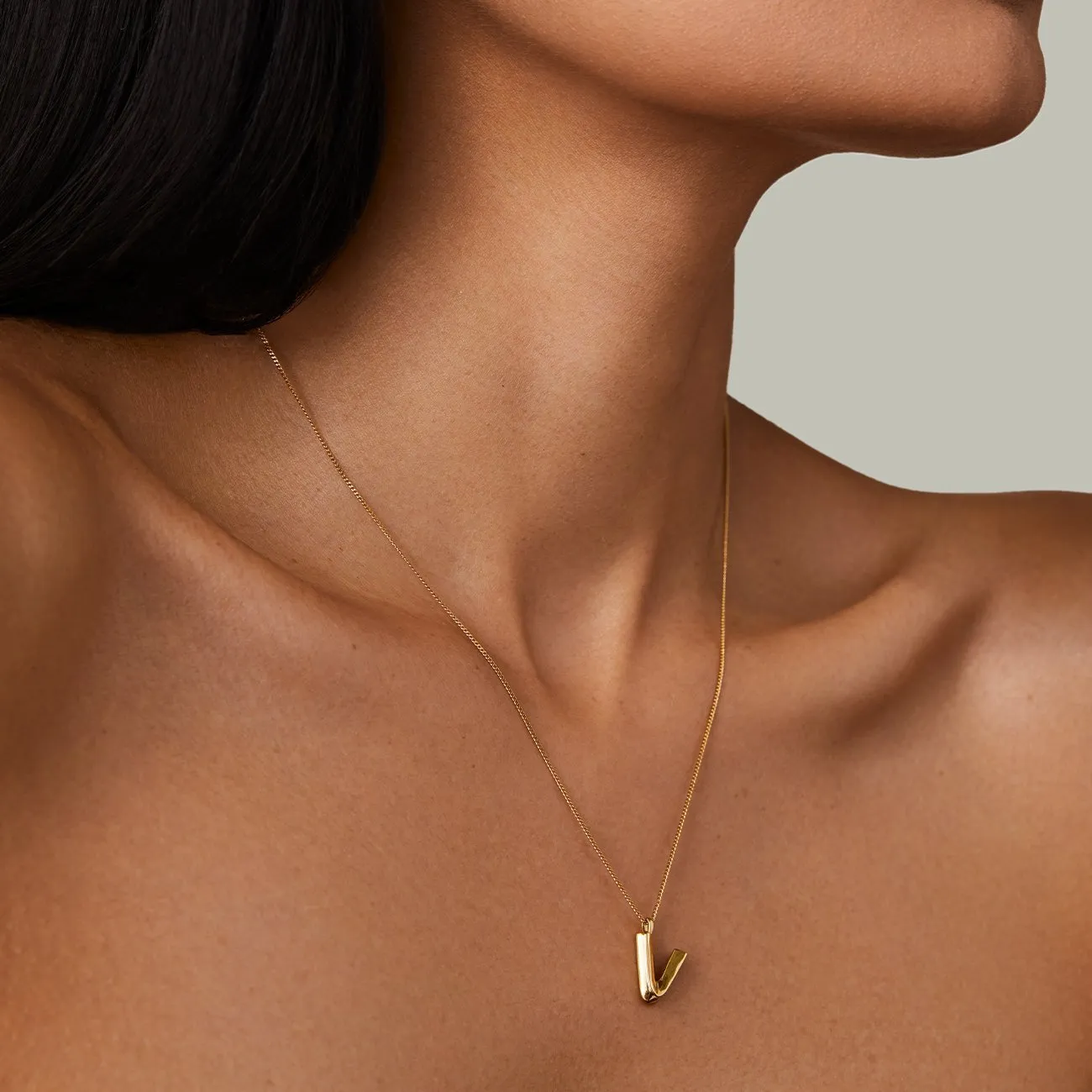 14k Gold Plated Monogram Necklace - V