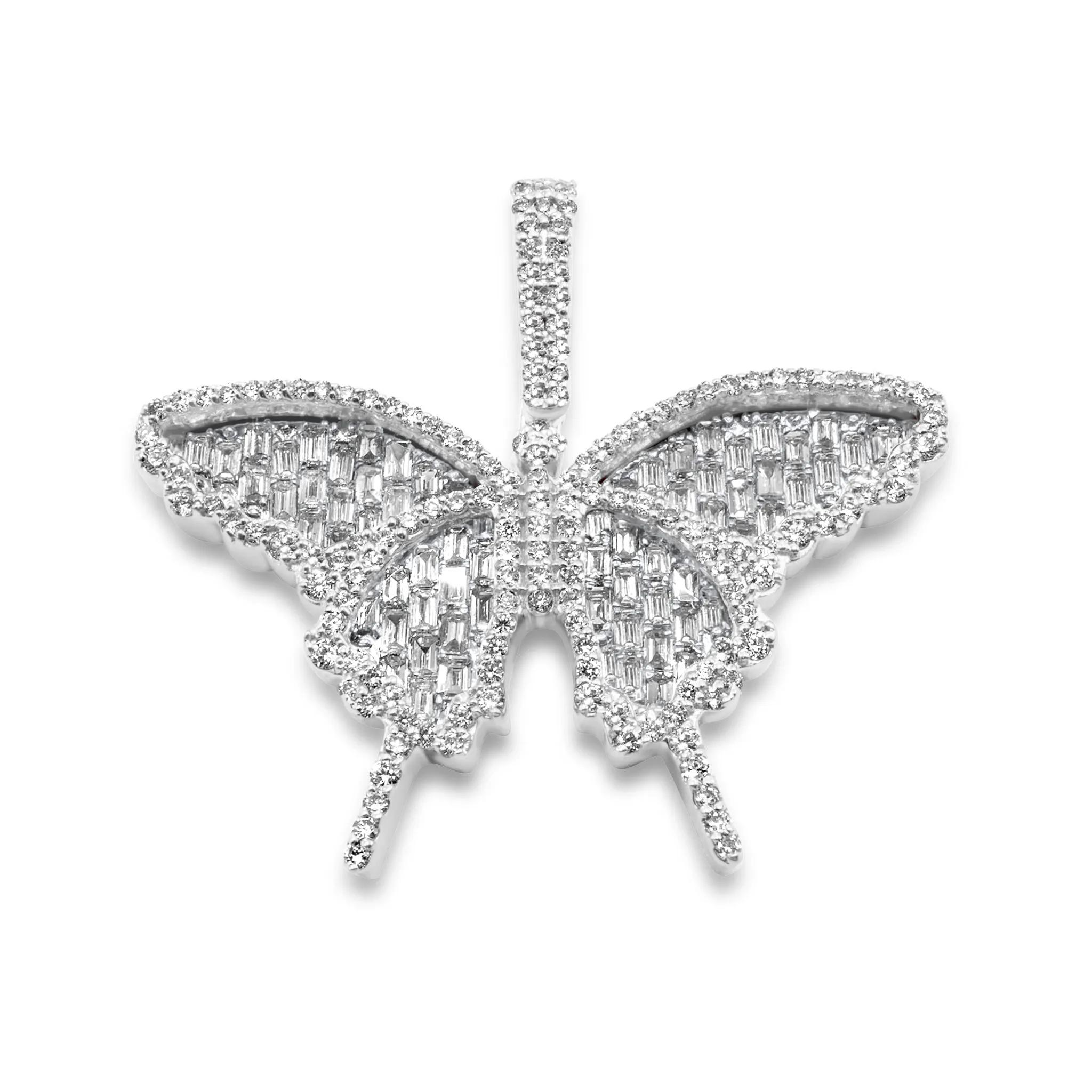 14K Rose Gold Butterfly Diamond Pendant 1.26 ctw