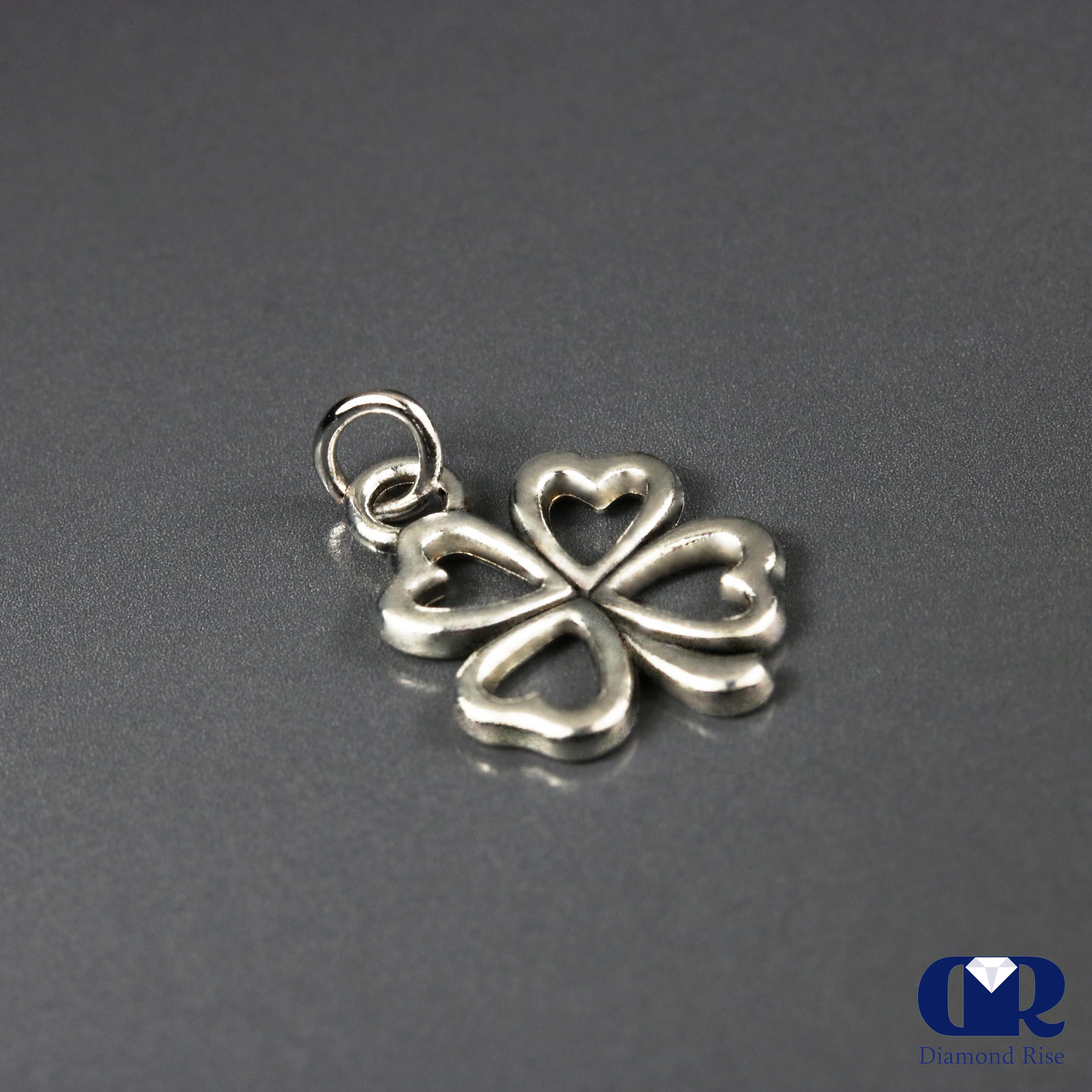 14K Solid Gold Floral Pendant Charm Necklace