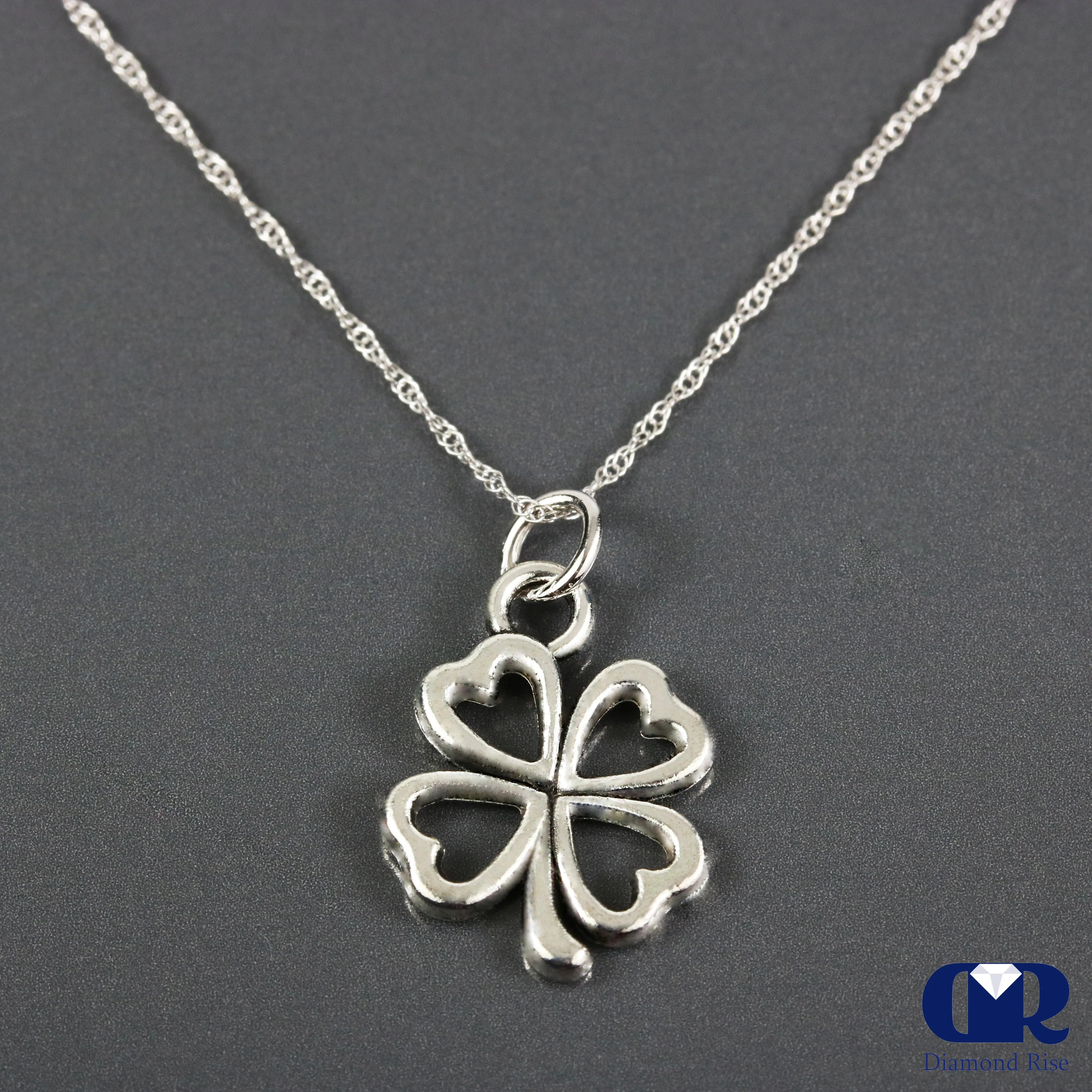 14K Solid Gold Floral Pendant Charm Necklace