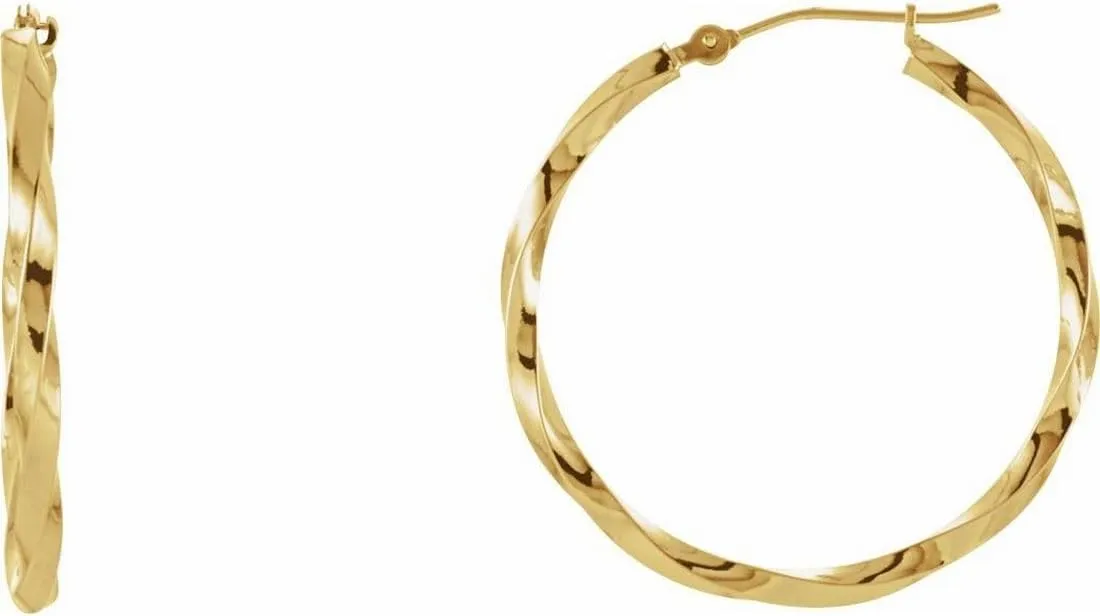 14k Yellow Gold Twisted Hoop Earrings-Hoop Earring for Women