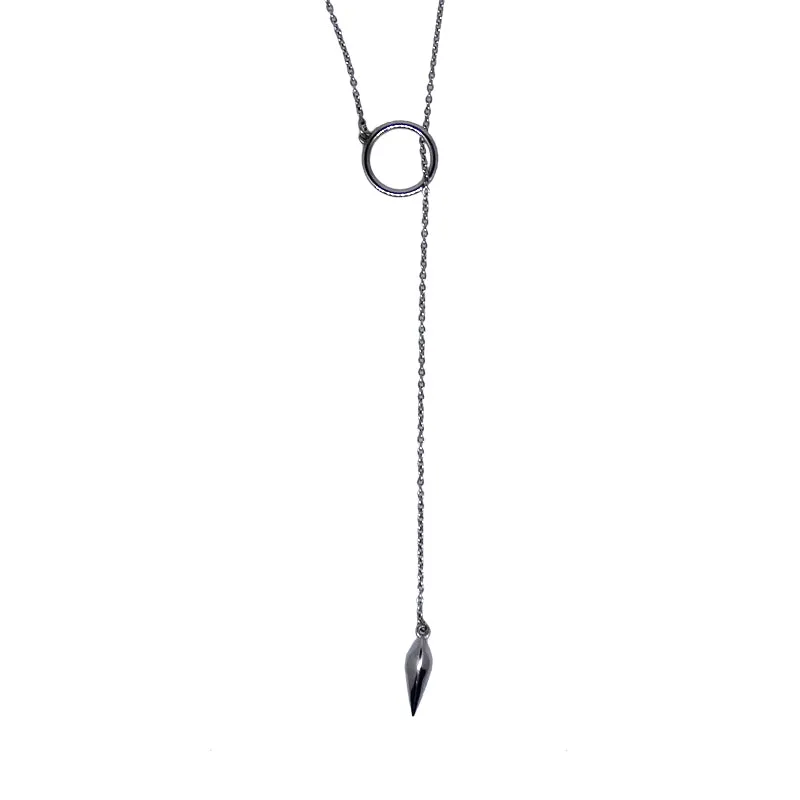 14kt White Gold Cirlce Leaf Necklace