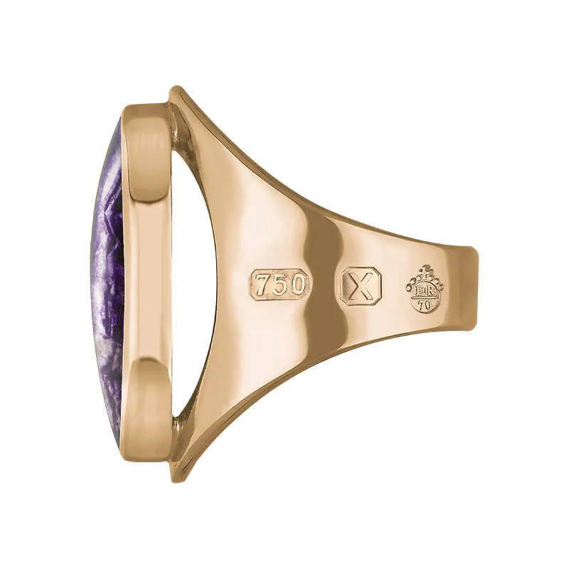 18ct Rose Gold Blue John Queen's Jubilee Hallmark Medium Oval Ring