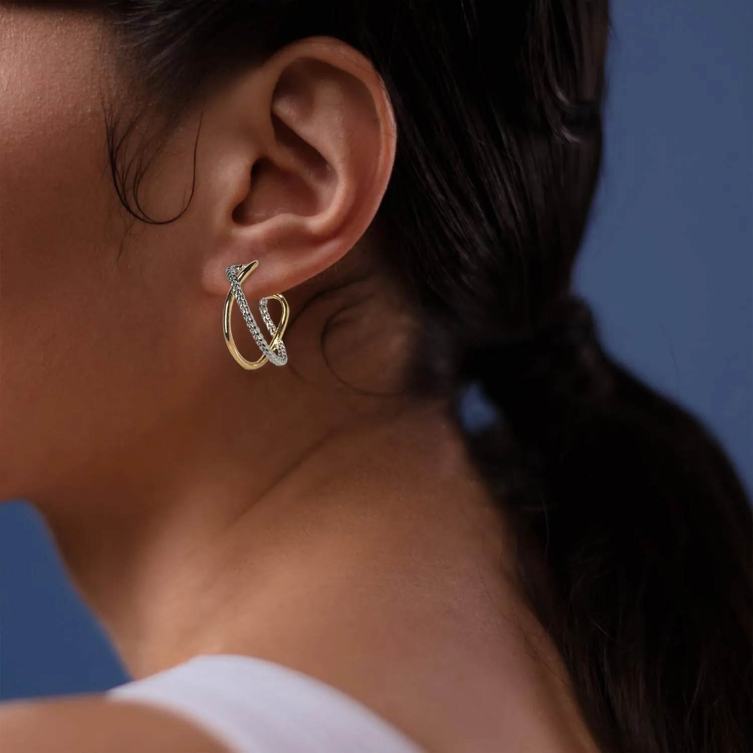 18K Gold-plated Half Hoop Earrings Designer Inspired Twisted Cable Wire Hoop Earrings Look Alike Jewelry for Women