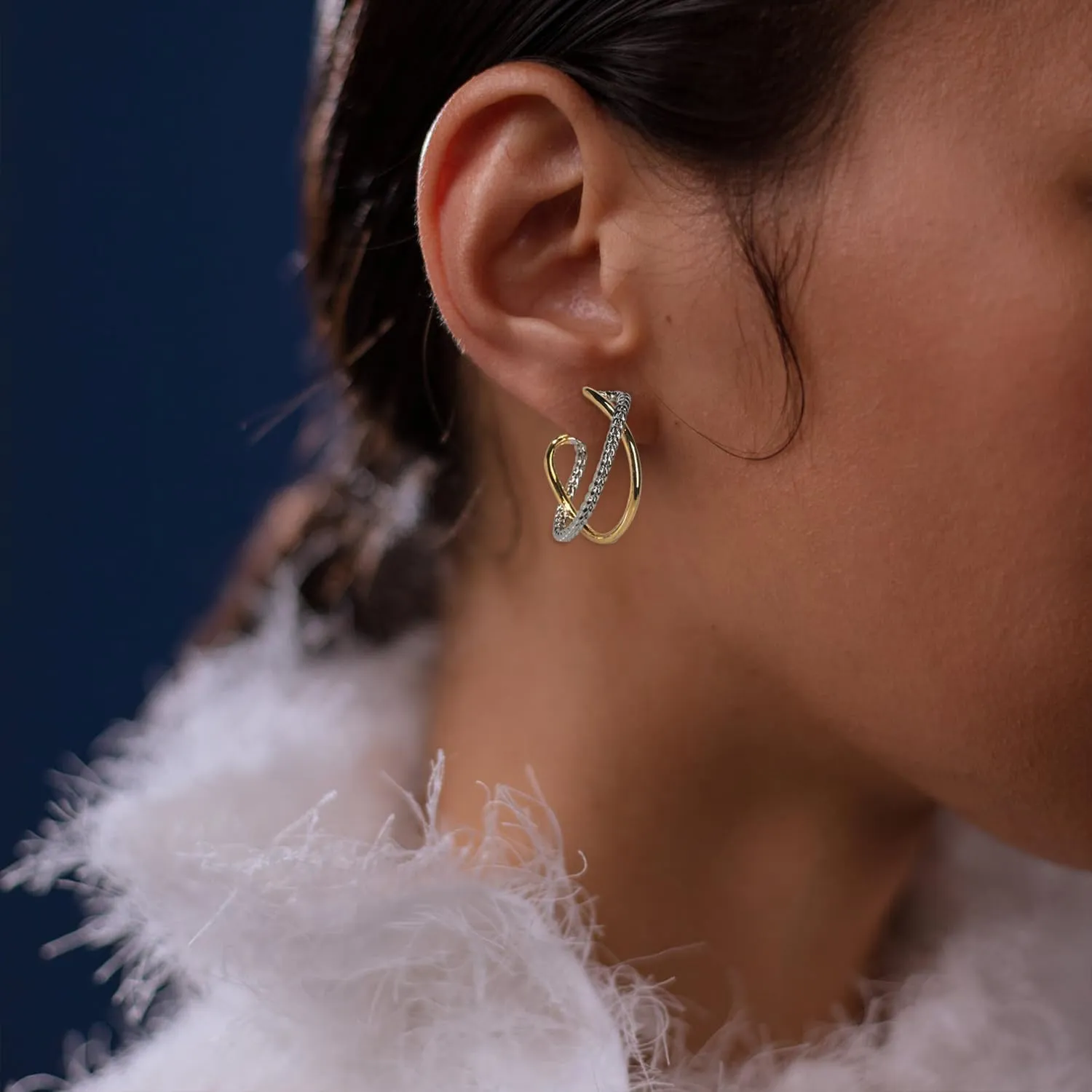18K Gold-plated Half Hoop Earrings Designer Inspired Twisted Cable Wire Hoop Earrings Look Alike Jewelry for Women