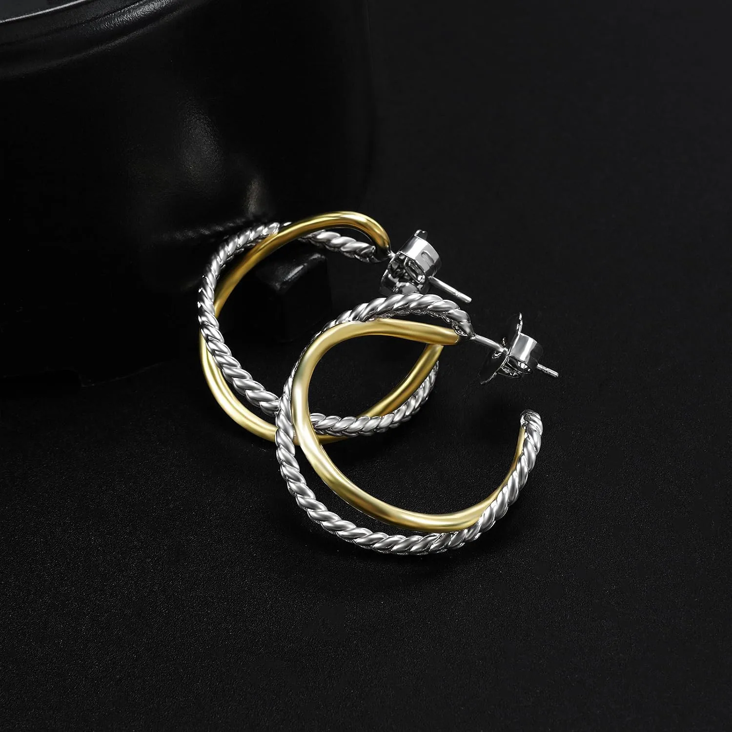 18K Gold-plated Half Hoop Earrings Designer Inspired Twisted Cable Wire Hoop Earrings Look Alike Jewelry for Women