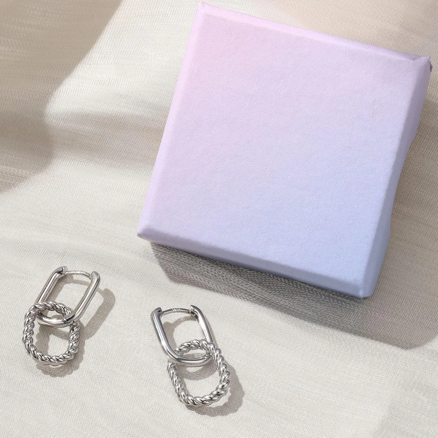 18K Gold Plated Two Tone Gold Silver Hoop Earrings for Women Hypoallergenic - 925 Sterling Silver Drop Dangle Paperclip Huggie Hoop Earrings - Chain Link Dangle Earrings Jewelry
