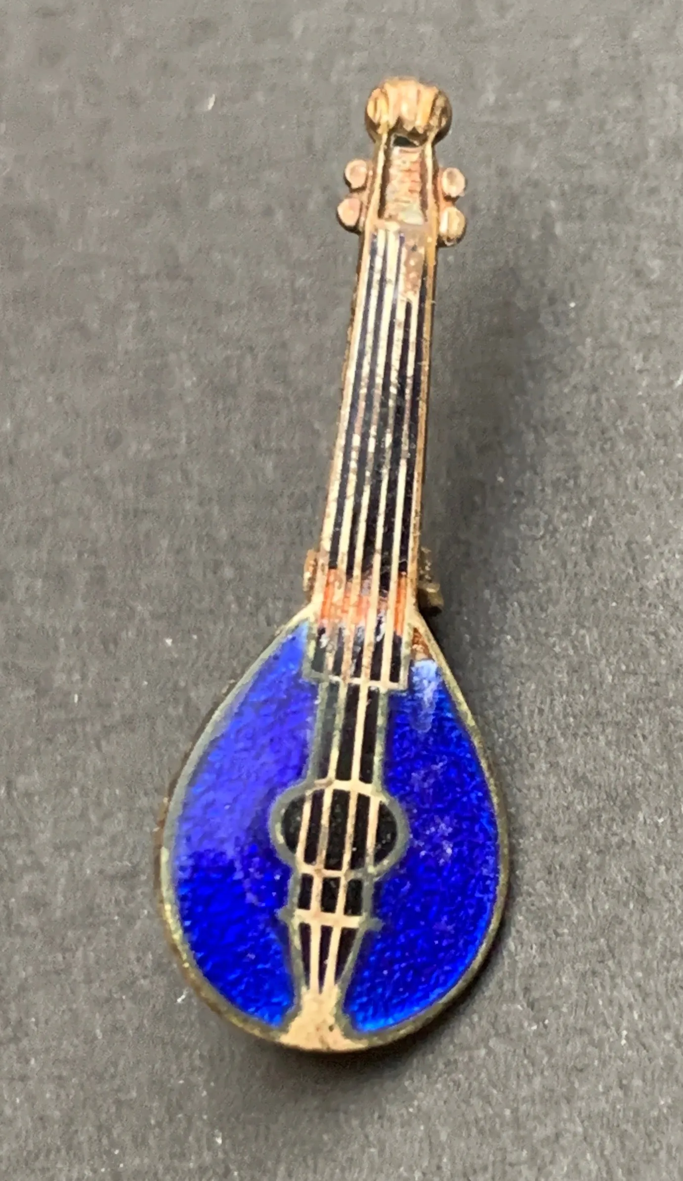 1930s Enamel Banjo/ Mandolin Brooch