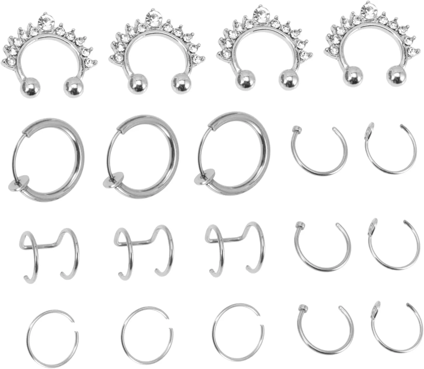 19pcs Fake Nose Rings Non Piercing Nose for Women Comfortable and Stylish for Festivals and Parties