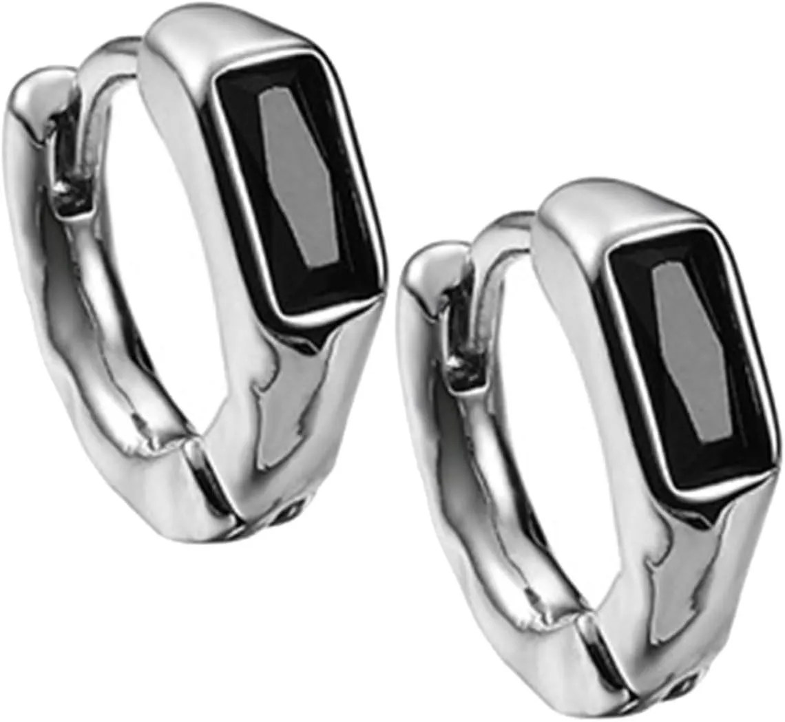 1pair Small Metal Hoop Earrings for Men Versatile Design Construction for Parties and Everyday Wear Unique Decorative Jewelry