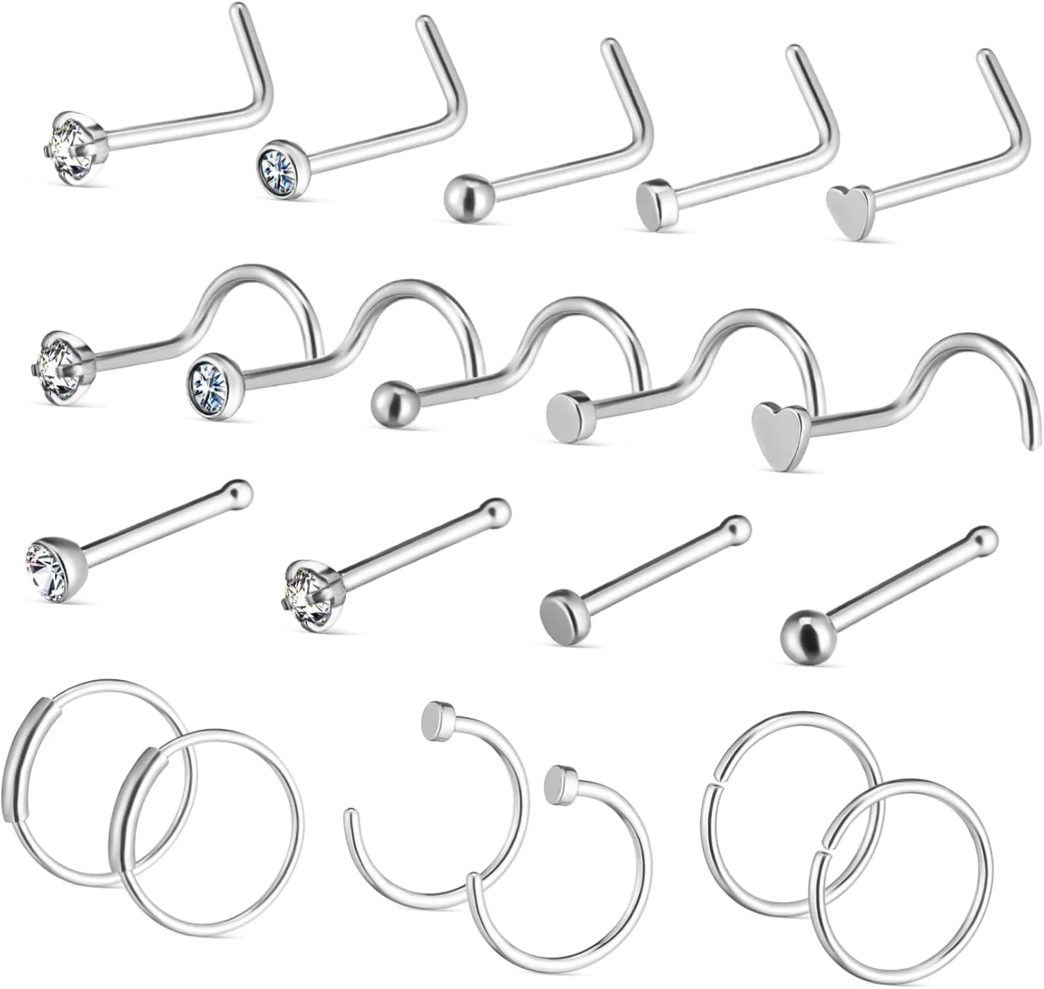 1set Stainless Steel Nose for Women Nose and Hoops Comfortable Wear Smooth Elegant Design for