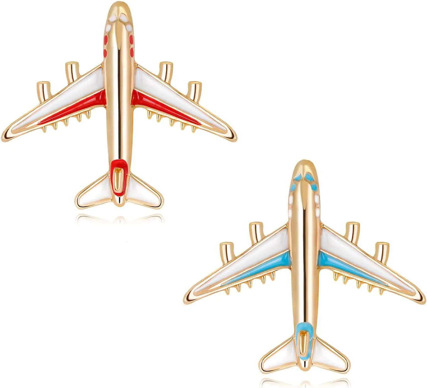 2 PCS Airplane Lapel Brooch Pin for Women Men Fashion Creative Aircraft Enamel Brooch Hat Jacket Backpack Accessories Jewelry