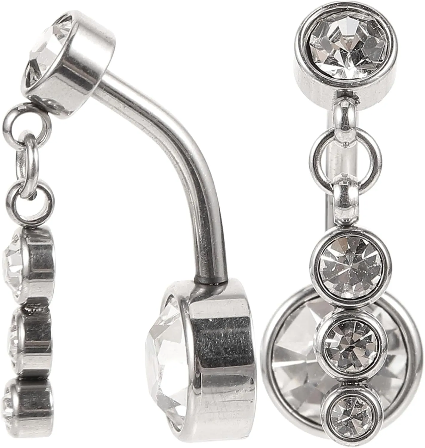 2 pcs Rhinestone Belly Button Rings for Women Elegant Navel Body Jewelry for Parties Beach Wear and Fashionable Occasions