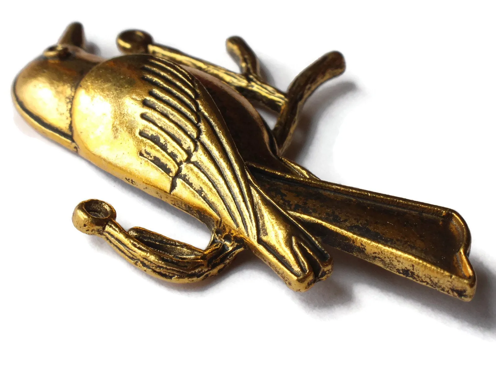 2 Robin Antique Gold Zinc Alloy Pendants