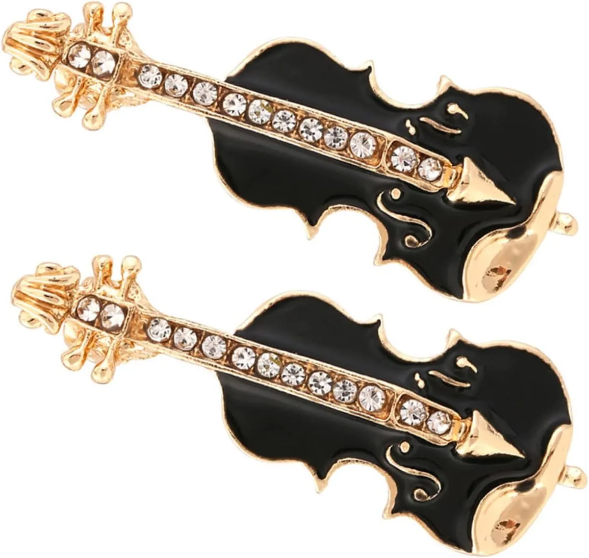 2pcs Cute Violin Brooch for Women Creative Clothes Ornament Cartoon Lapel Pin Accessories for Jackets Scarves and Hats for Parties and Everyday Wear