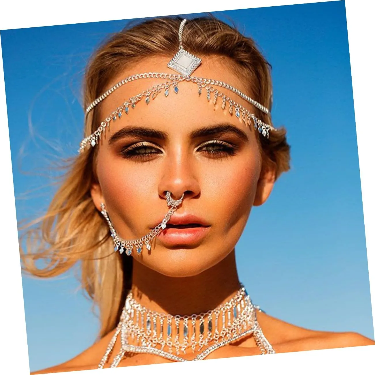 2pcs Tassel Nose Nose Rings Nose Clip Tassel Sequin Tassel Body Jewelry Dangle Earrings Non
