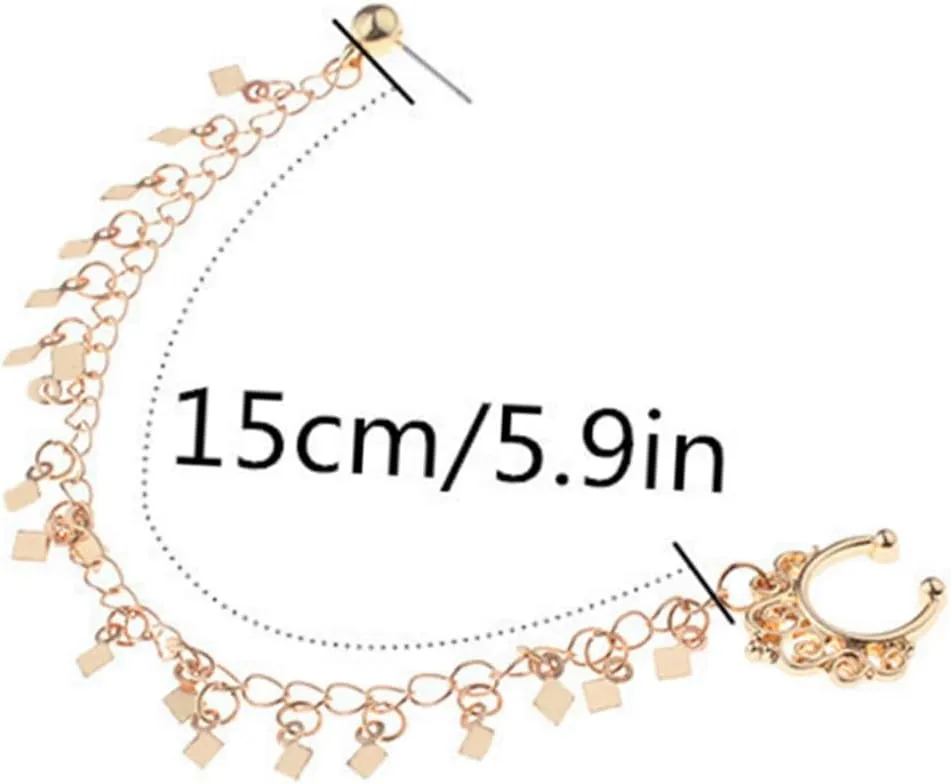 2pcs Tassel Nose Nose Rings Nose Clip Tassel Sequin Tassel Body Jewelry Dangle Earrings Non