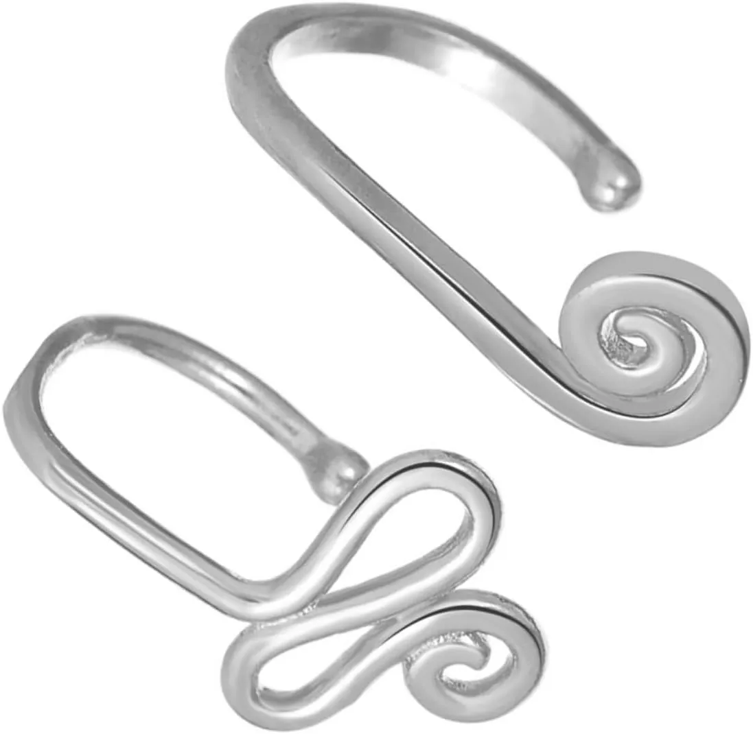 2Pcs U Shape Nose Rings Snail Snake Design Non Pierced Jewelry for Women Durable Fashion Nose Hoops Unique and Stylish Nose Accessories