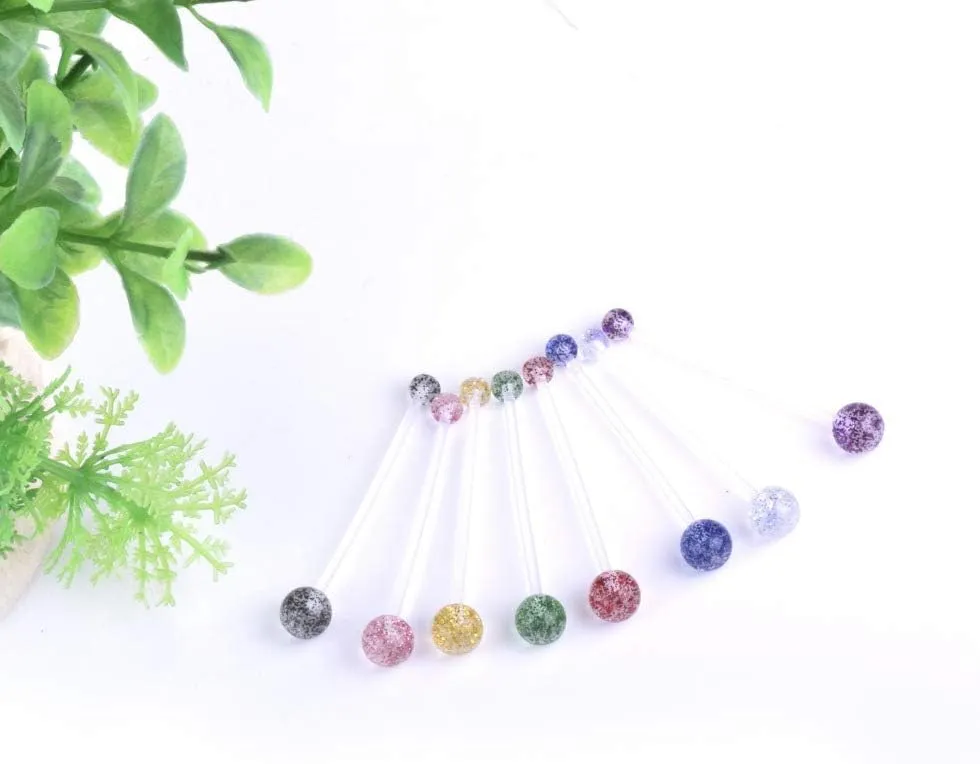 2PCS With White Sphere 1.6mm(14G) Navel Belly Studs Acrylic Belly Button Rings Body Piercing Barbells Piercing Jewelry Acrylic Transparent Plastic 38mm