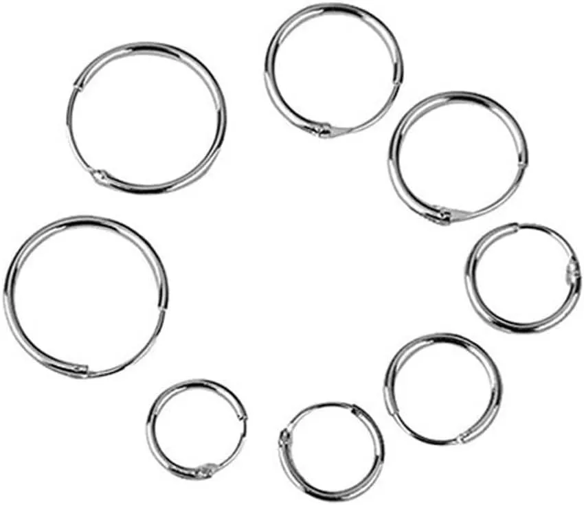 4 Pairs 925 Sterling Silver Endless Hoop Sleeper Earrings Ear Studs Ear Helix Hoop Huggie Stud Sleeper Earrings Piercing(OD:8 10 12 14mm) Earrings
