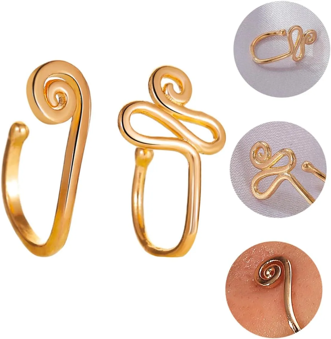 4 Pcs No Hole Nail Punk Jewelry Clip on Nose Ring Punk Piercing Nose Ring Fashion Jewelry U- Shape Nose