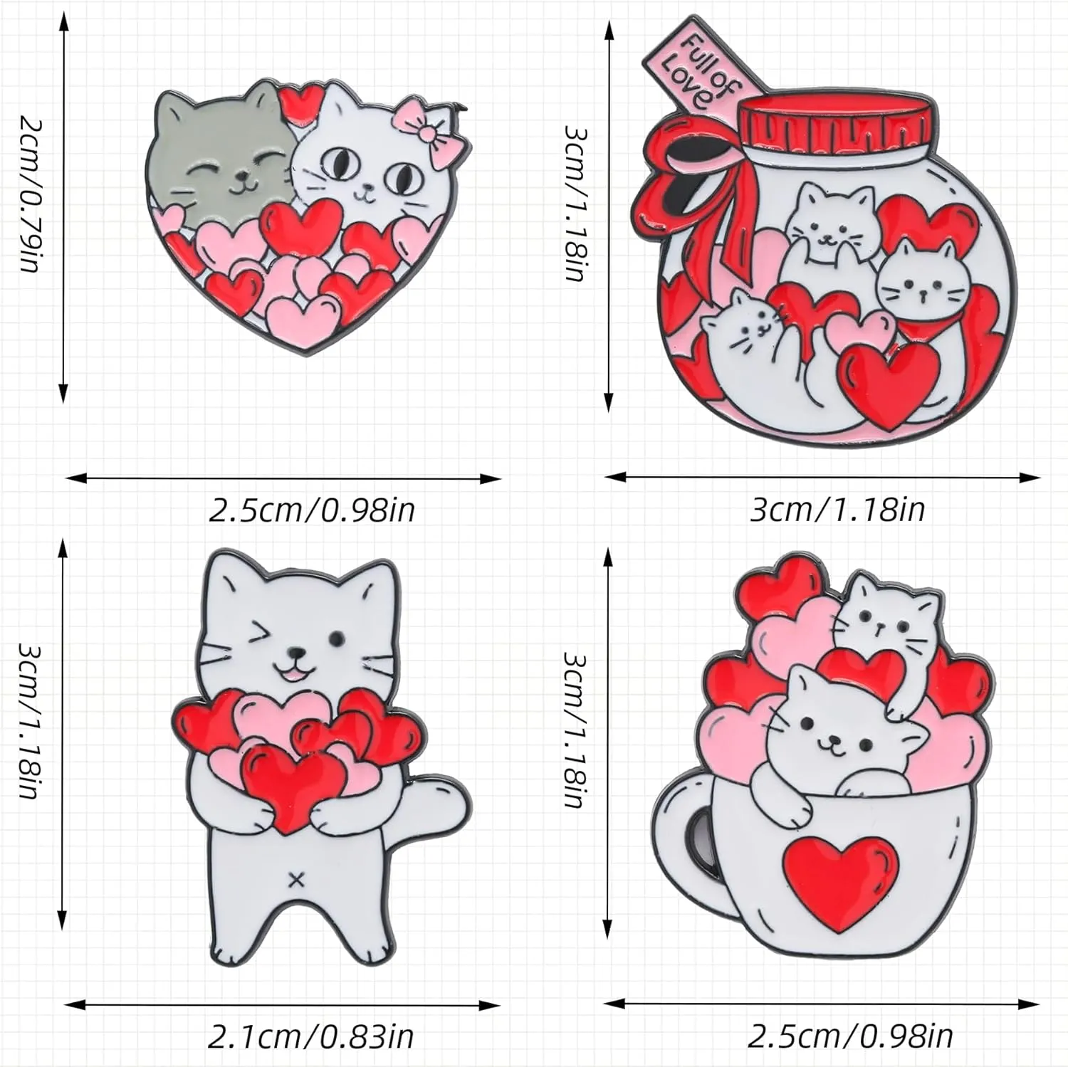 4PCS Cartoon Brooch Pins for Women Gift Enamel Backpack Decoration Gifts