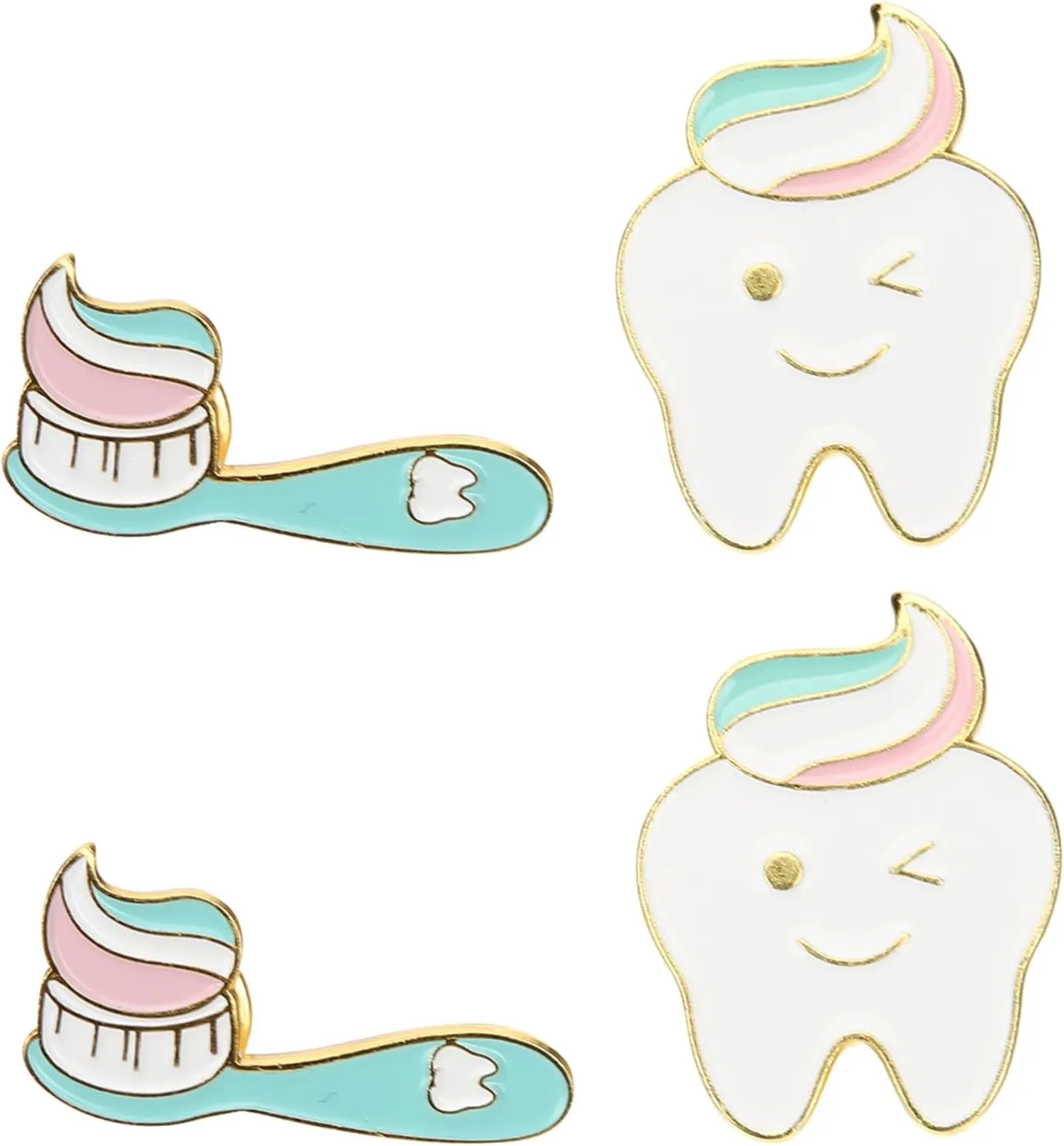 4pcs Kawaii Teeth Enamel Creative Tooth Brooches for Backpacks Clothing Cute Funny for Parties Casual Wear Unique Fashion Accessories for Stylish Outfits