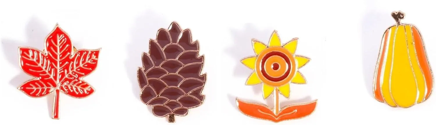 5-12pcs Happy Thanksgiving Turkey Brooch Pins Cute Gnome Squirrel Hedgehog Brooches Set Fall Theme Turkey Brooch Holiday Enamel Lapel Pins