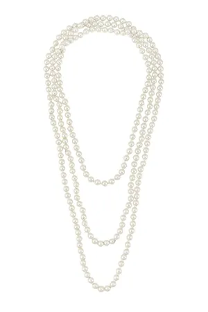84” Faux Pearl Necklace - Bright White