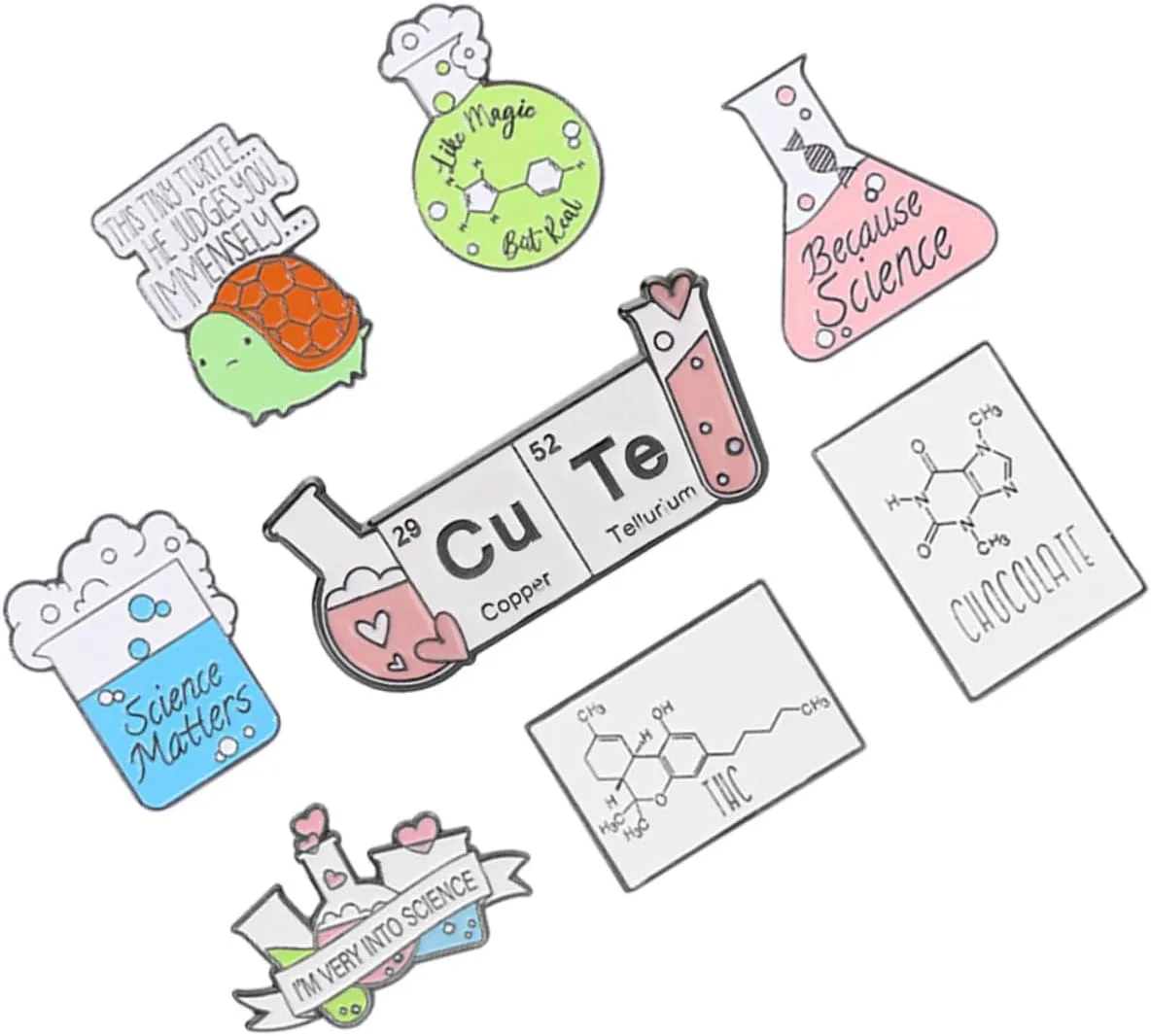 8Pcs Laboratory Equipment Enamel Pins Science Theme Decorative Badge Brooches Chemistry for Clothing Accessories and Scarves