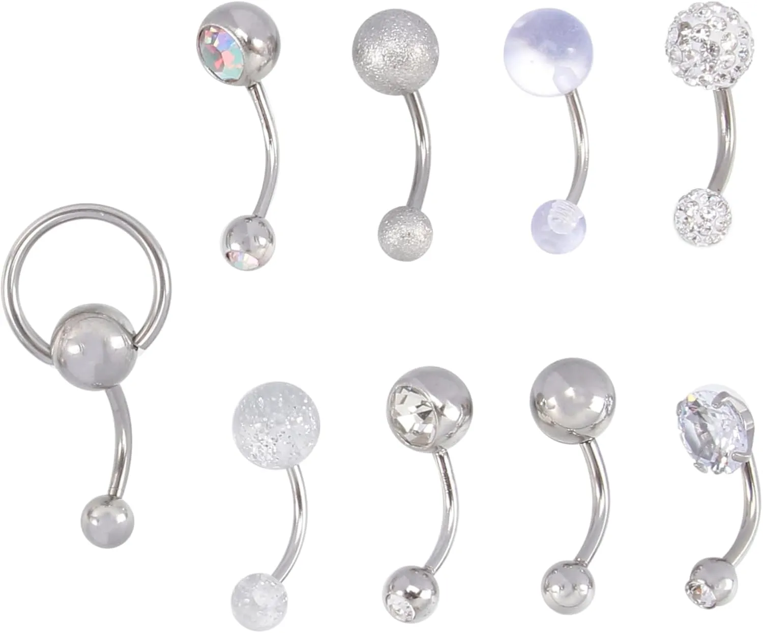 9 Pcs Navel Nail Set Piercing Rings Turquoise Belly Button Ring Decoration Belly Ring Belly Button Studs Navel Ring Stainless Steel