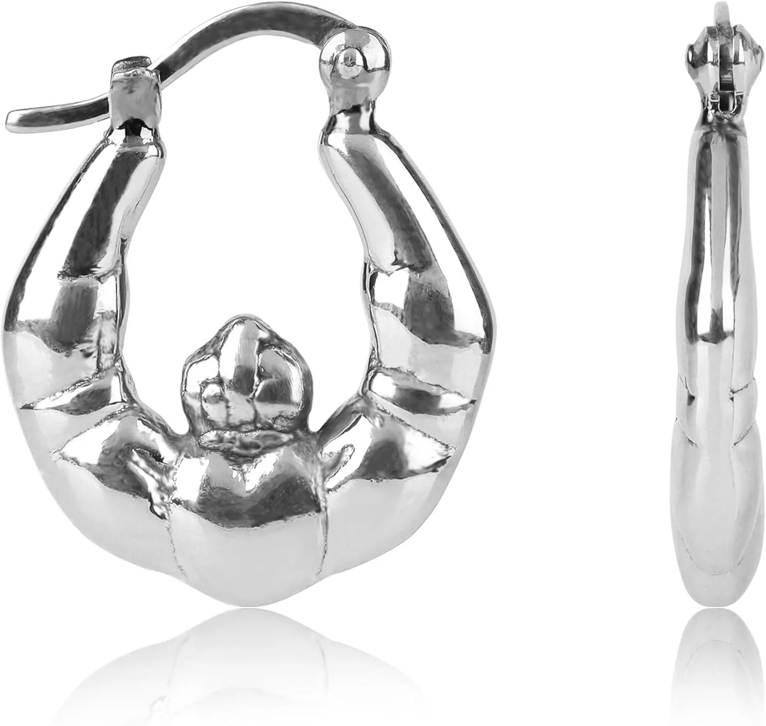 925 Sterling Silver Chunky Hoop Earrings for Women | Lightweight Hypoallergenic Hoop Earrings for Women with Click Tops | Anti Tarnish Silver Earrings Hoops in Various Styles by MAX   STONE