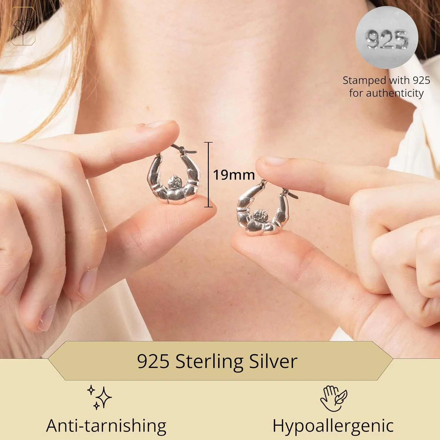 925 Sterling Silver Chunky Hoop Earrings for Women | Lightweight Hypoallergenic Hoop Earrings for Women with Click Tops | Anti Tarnish Silver Earrings Hoops in Various Styles by MAX   STONE