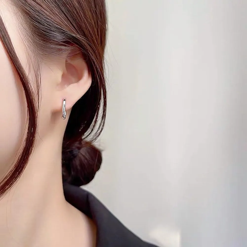 925 Sterling Silver Hoop Earrings, Hypoallergenic Small U Hoop Earrings, Minimalist Huggie Earrings for Women Teen Girls Jewelry Gifts Silver/Gold