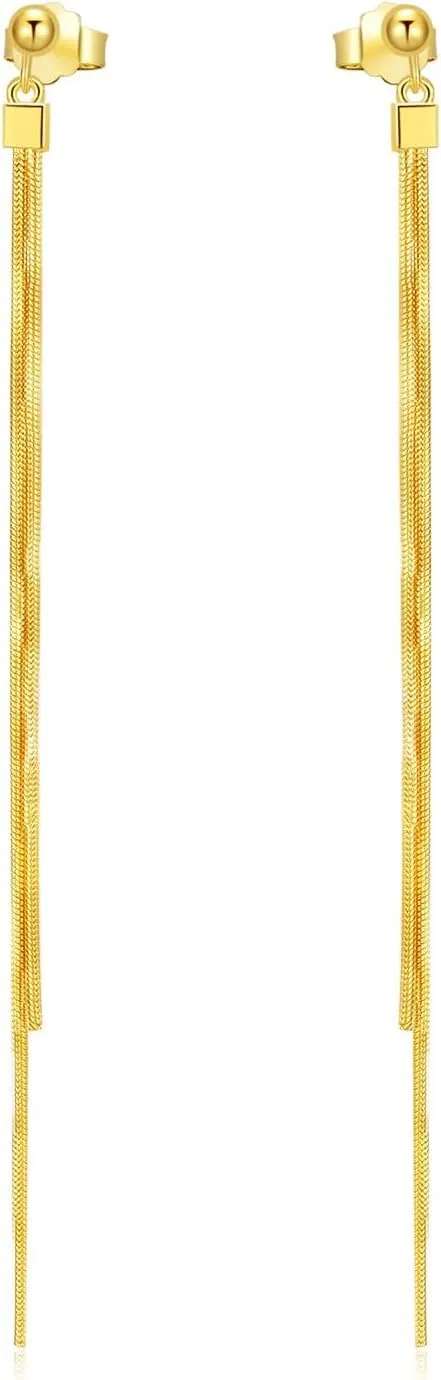 925 Sterling Silver Long Dangle Chain Tassel Line Threader Earrings for Women Girls