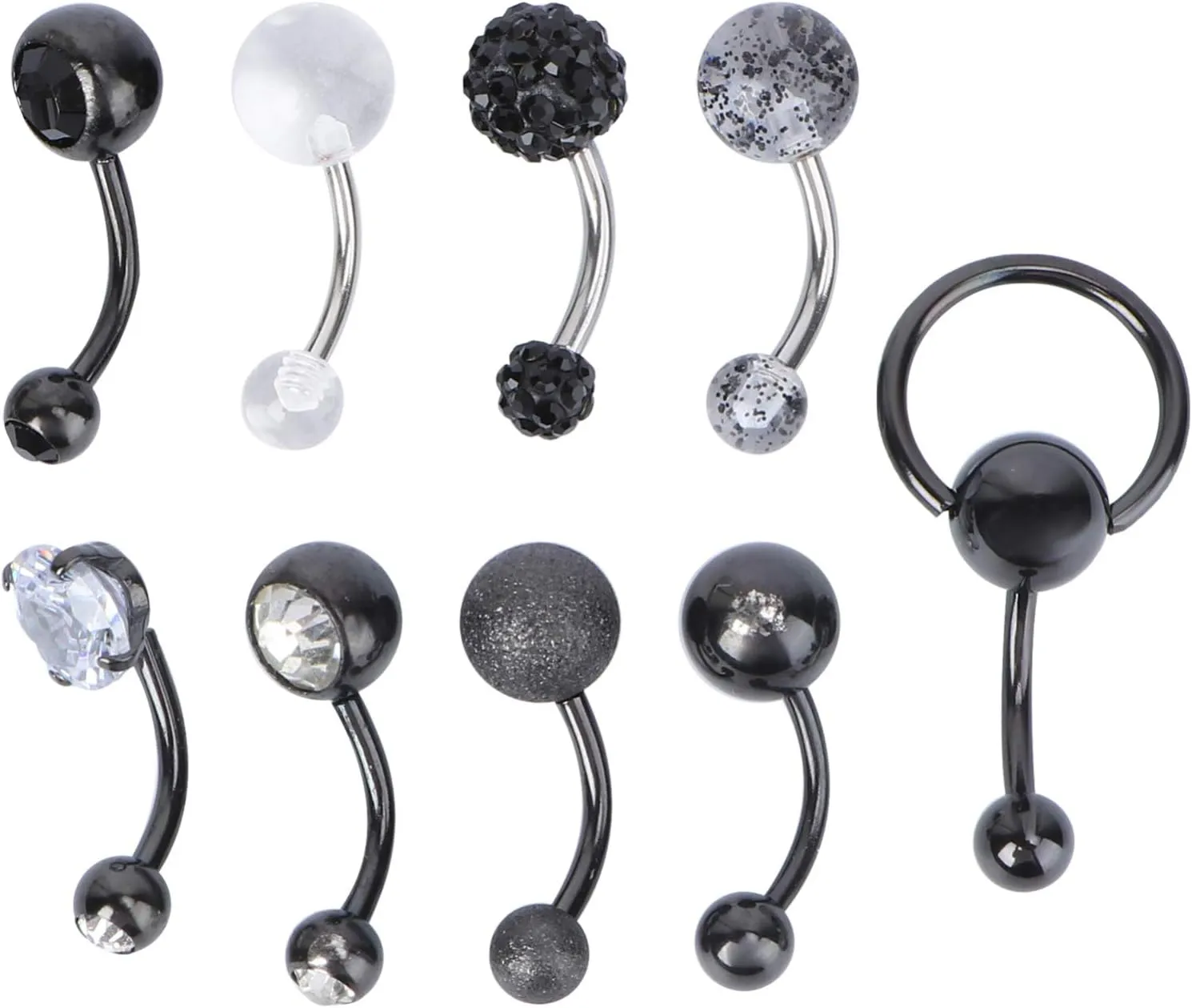 9Pcs Belly Button Rings and Rhinestone Piercing Jewelry for Women Stylish Belly Decoration for Parties and Special Occasions