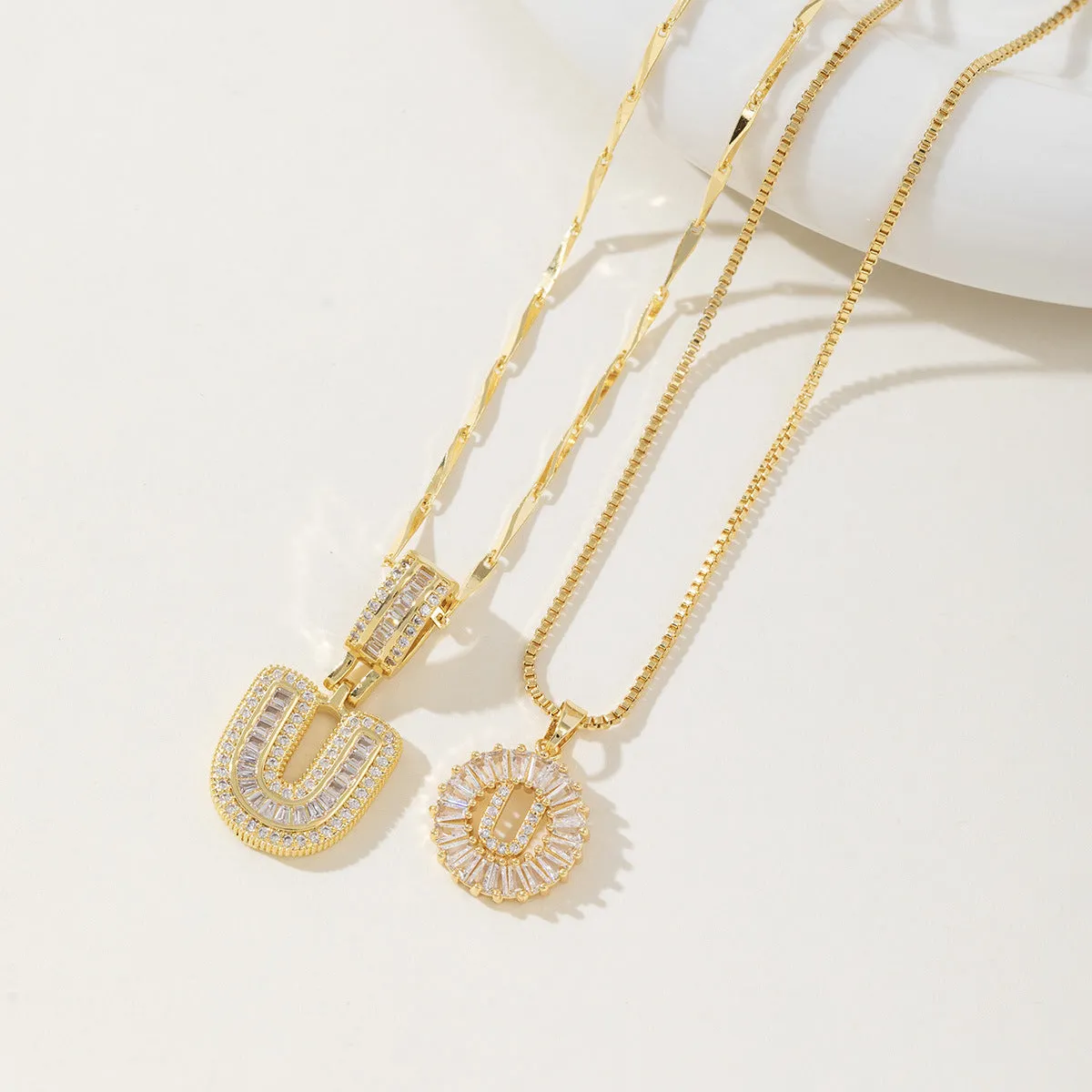 AISHA - Elegant 2-Pack Initial Letter Pendant Necklaces