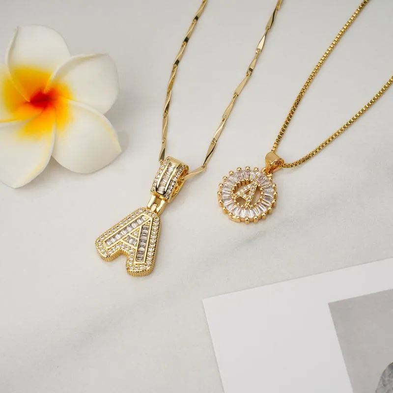 AISHA - Elegant 2-Pack Initial Letter Pendant Necklaces